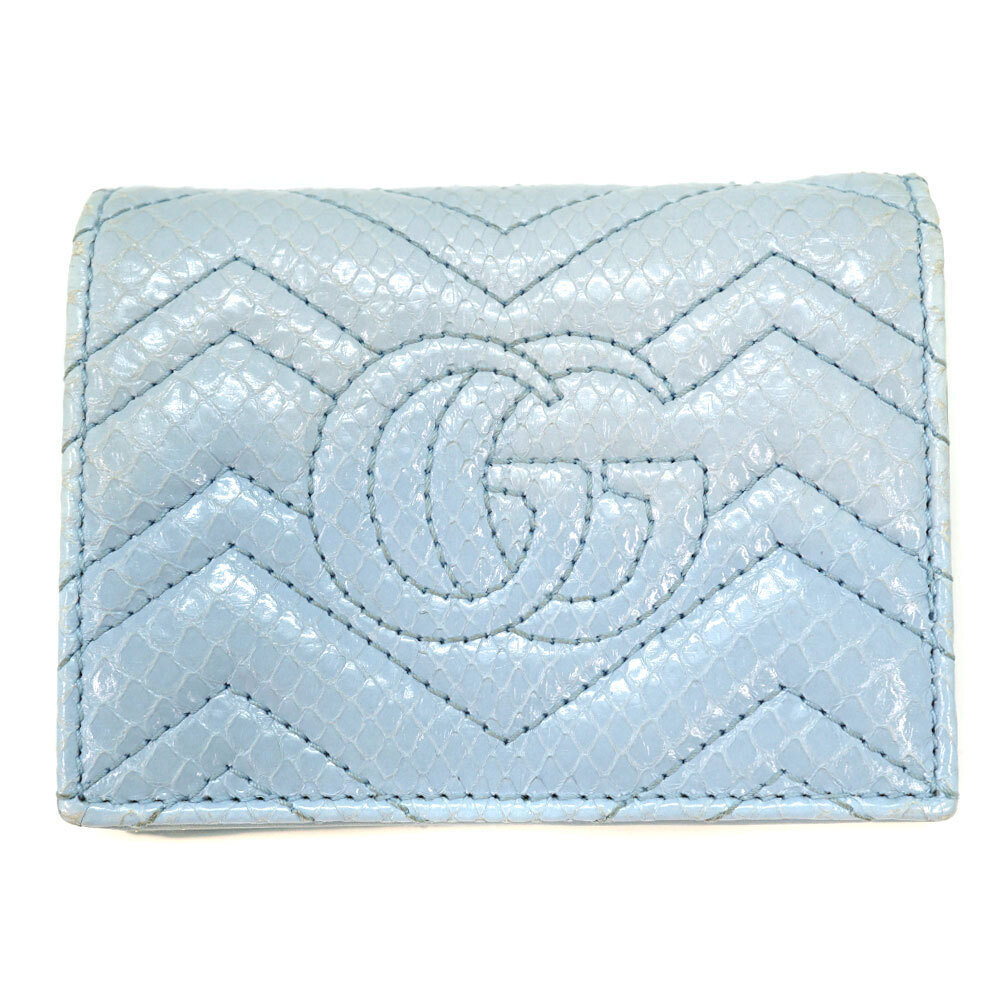 Gucci Compact Bifold Wallet Python Snake Blue GG … - image 2